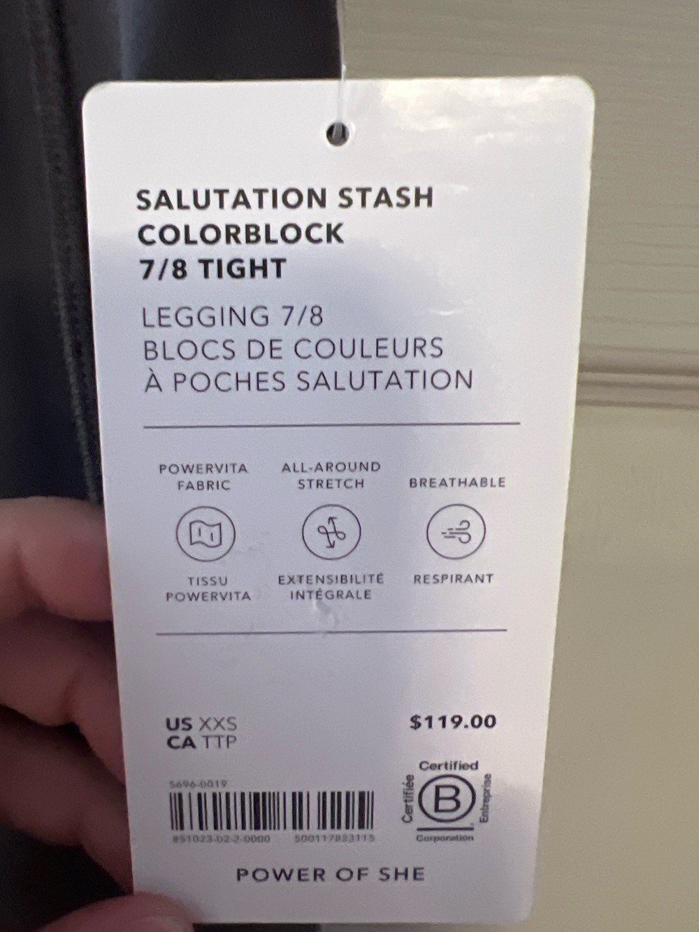 #268 NWT Athleta Salutation Stash Colorblock 7/8 Leggings Black White XXS - Picture 3 of 4